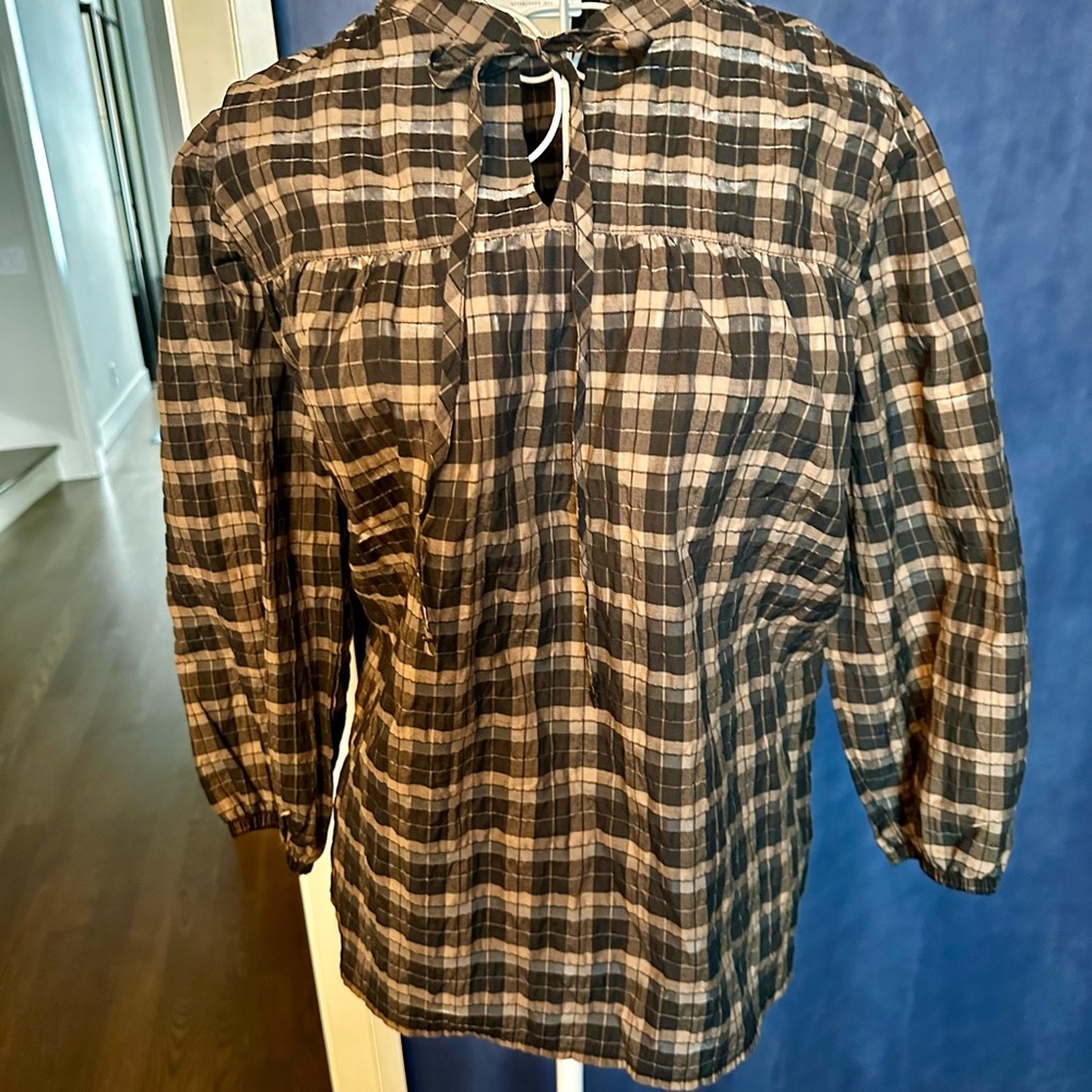 Barbour plaid blouse, NWT, size 4
